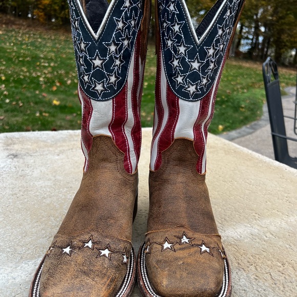 JB Dillon American Flag/Stars & Stripes Square Toe Cowboy Boots — Men’s Sz 8.5 - Picture 2 of 7